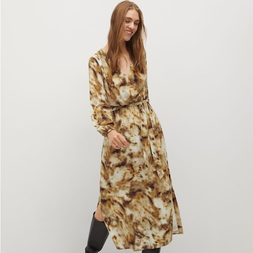 Mango Animal Print Dress /Elegant Tie-Dye Dress NWT